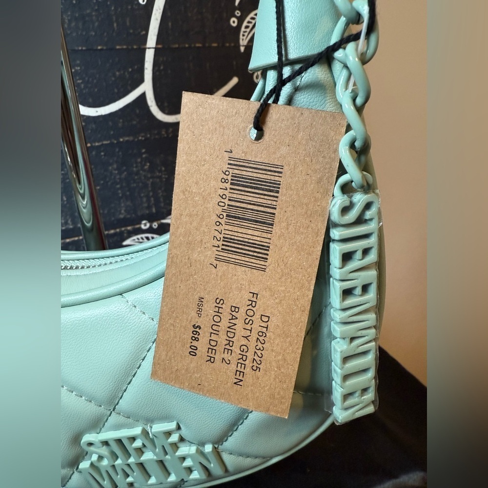Steve Madden Quilted Mint Green Crossbody Bag - Picture 7 of 10